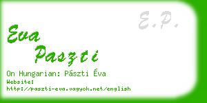 eva paszti business card